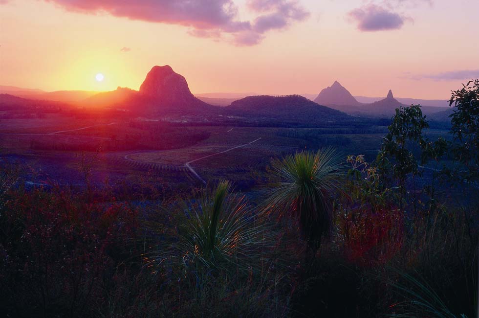 Sunset over Glasshouse Mountains - Montville, QLD